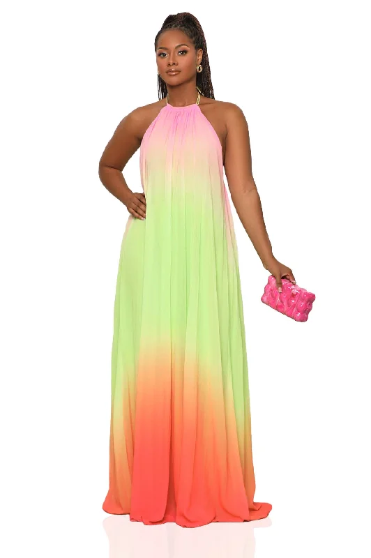 Ombre Halter Dress (Pink Multi) Beaded unclassified dresses