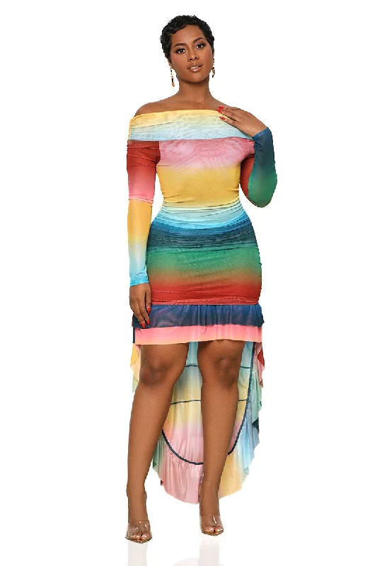 Ombre Off The Shoulder Dress (Yellow Multi)- FINAL SALE Formal unclassified dresses