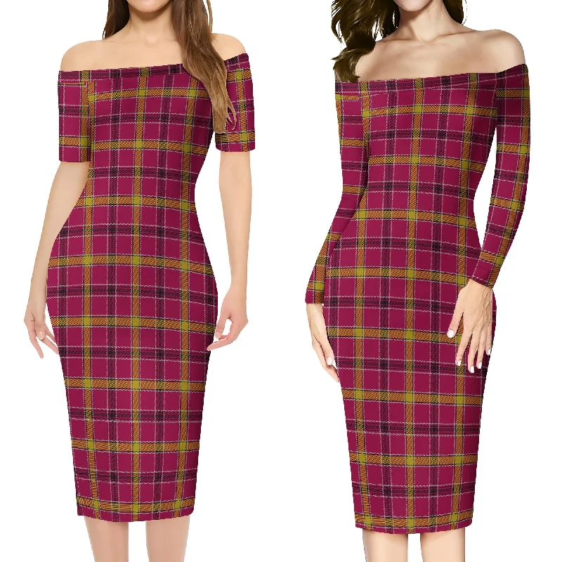 O'Meehan Tartan Off Shoulder Lady Dress Street style unclassified dresses