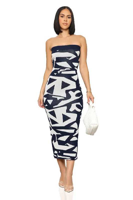 Origami Tube Dress (Navy) High-end unclassified dresses