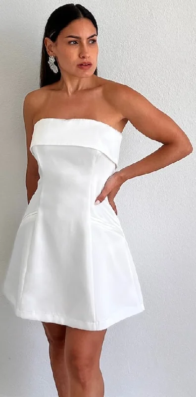 Perfect Presence White Satin Fit & Flare Dress Lightweight unclassified dresses