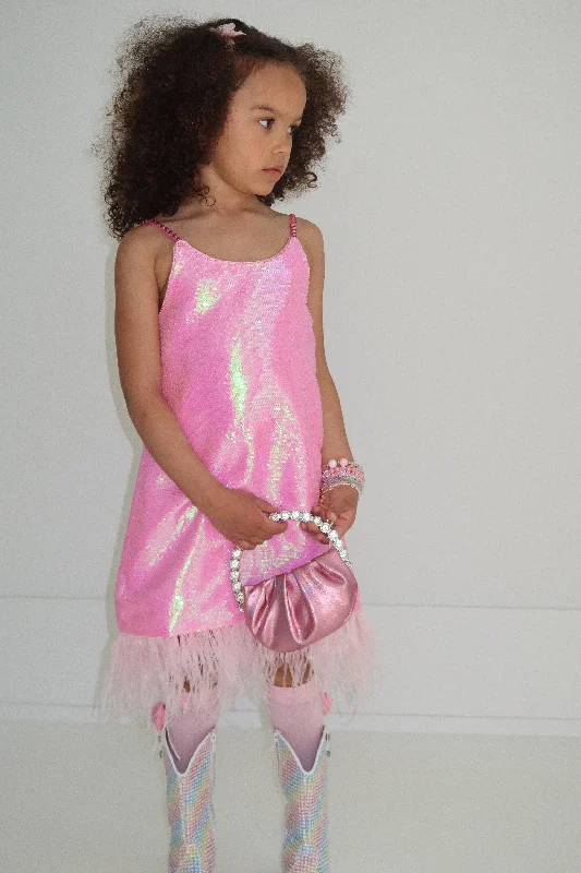 Pretty in Pink Feather Dress Tiered unclassified dresses