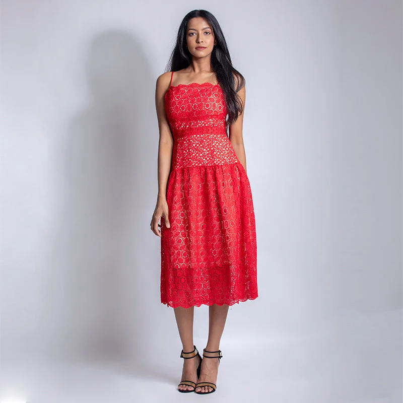 Red Cutwork Dress Women's unclassified dresses