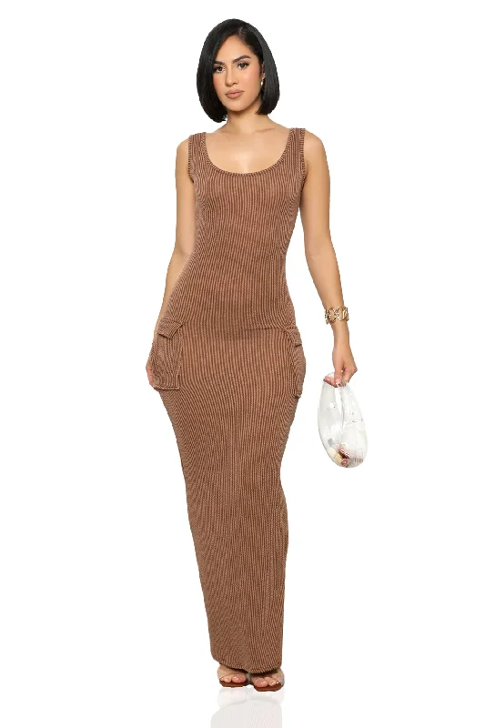 Rest N' Play Ribbed Dress (Brown) Vintage unclassified dresses