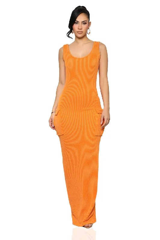 Rest N' Play Ribbed Dress (Orange)-FINAL SALE Corset unclassified dresses