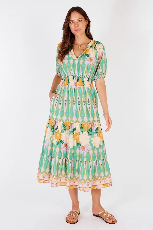 Rubyyaya Lucido Dress Green Embroidered unclassified dresses