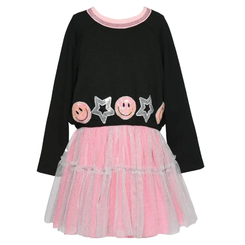 SMILEY FACE & STARS PATCHES TUTU DRESS Lounge unclassified dresses