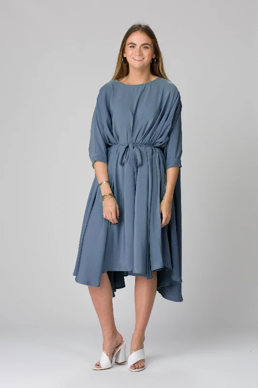 Shunka - Antique Blue Crepe One-shoulder unclassified dresses