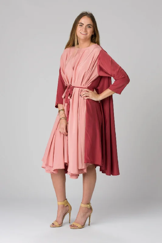 Shunka - Cranberry/Rose Crepe Winter unclassified dresses