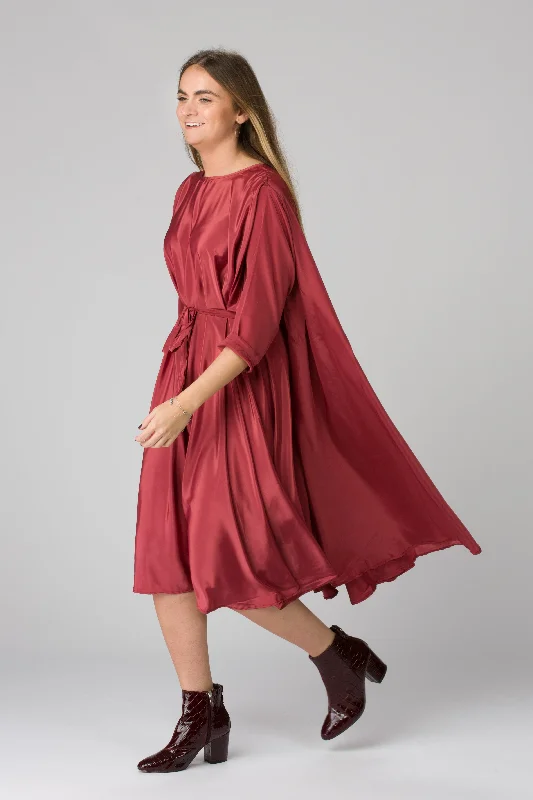 Shunka - Cranberry Crepe Silk unclassified dresses