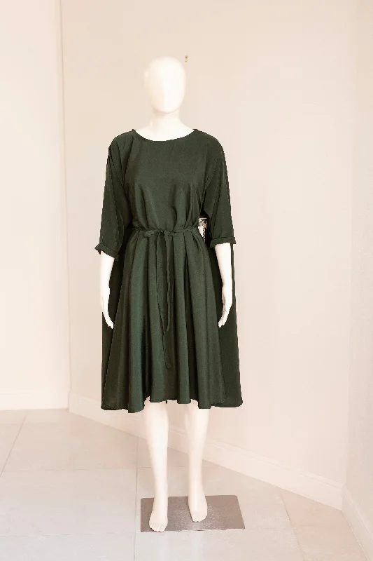 Shunka - Forest Green Crepe Embroidered unclassified dresses