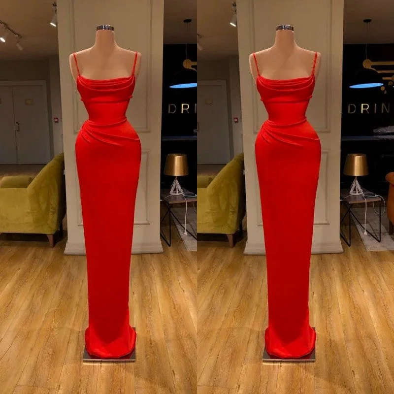 Spaghetti starp Front-ruffle Orange Sheath Prom Dress Engagement unclassified dresses