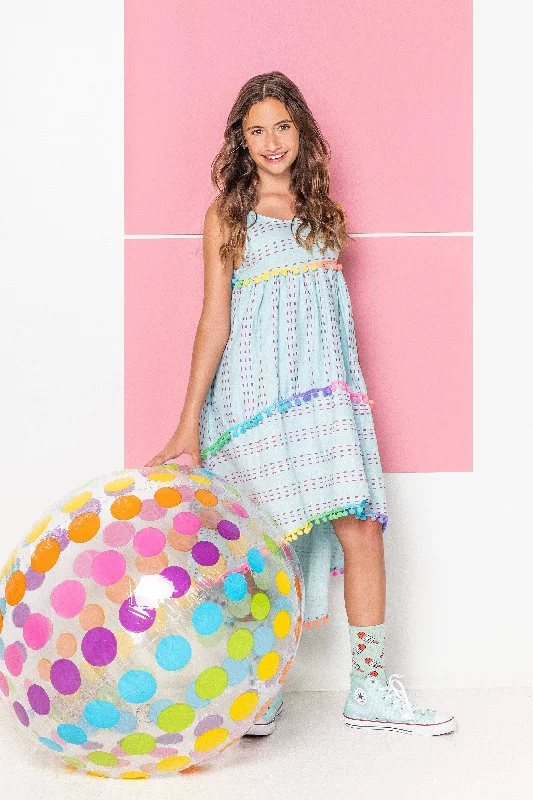 St. Barths Blue Rainbow High Low Dress Polka dot unclassified dresses