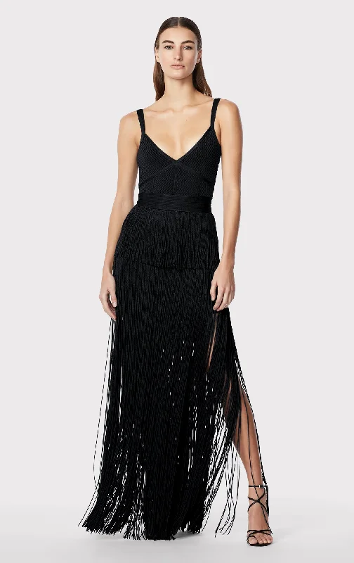 STRAPPY OTTOMAN FRINGE GOWN Engagement unclassified dresses