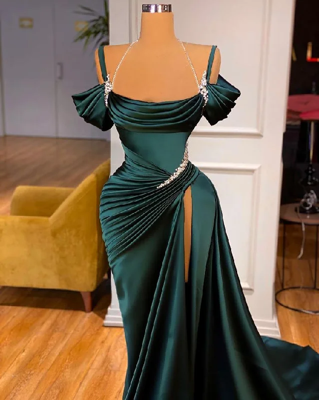 Stunning Off-the-Shoulder Mermaid Prom Dress Ruffles With High Split Street style unclassified dresses