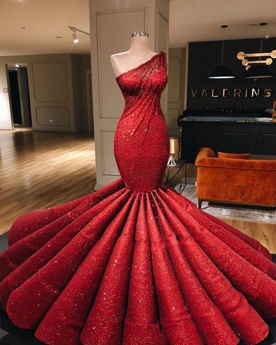 stunning red mermaid formal prom evening dress Cotton unclassified dresses