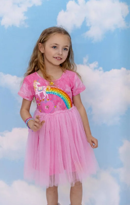 Unicorn Rainbow Gem Tie Dye Dress Flowy unclassified dresses