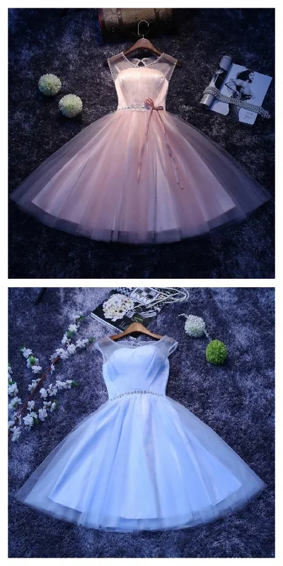 Vintage Round Neck Knee Length Beading Waist Homecoming Dresses Metallic unclassified dresses