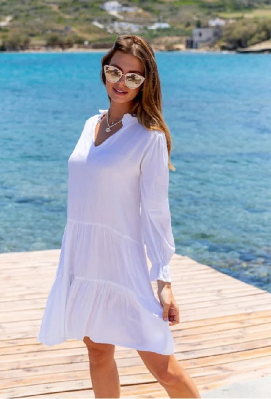 White Knee Length Cotton Beach Dress Trendy new unclassified dresses