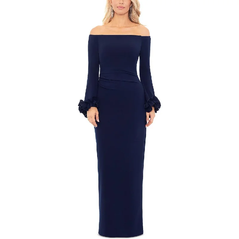 Xscape Womens Off-The-Shoulder Ruffled Evening Dress Office unclassified dresses