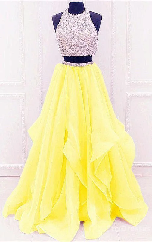 yellow prom dresses two piece prom dresses Tow pieces prom dresses sparkle prom dresses Budget-friendly unclassified dresses