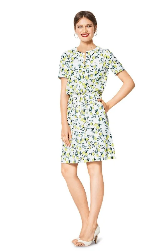 Burda Style 6419 Dress Pattern | Short Sleeves Skirt with Buttons