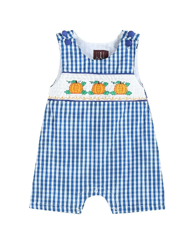 Lil Cactus Gingham Pumpkin Smocked Shortall Sleek Mini Skirt