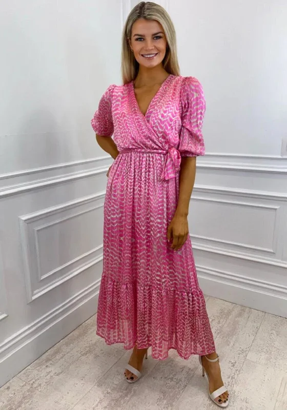 Kate & Pippa Modena Abstract Pattern Maxi Dress, Pink Skater Maxi Skirt