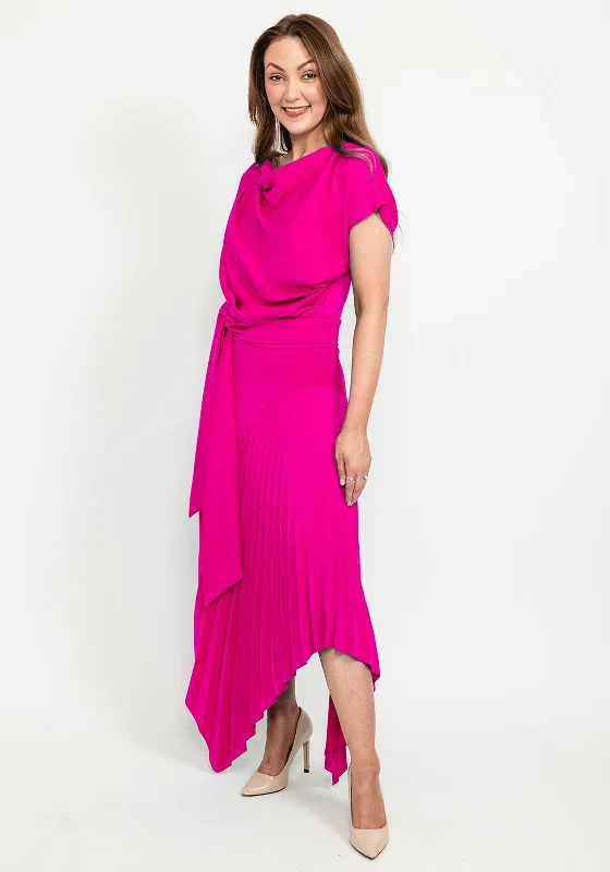 Kevan Jon Mila Pleat Drape Maxi Dress, Pink Black Maxi Skirt