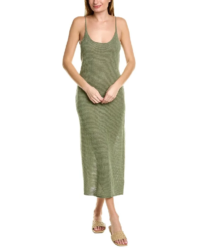 Onia Textured Linen Maxi Dress Soft Ruffled Maxi