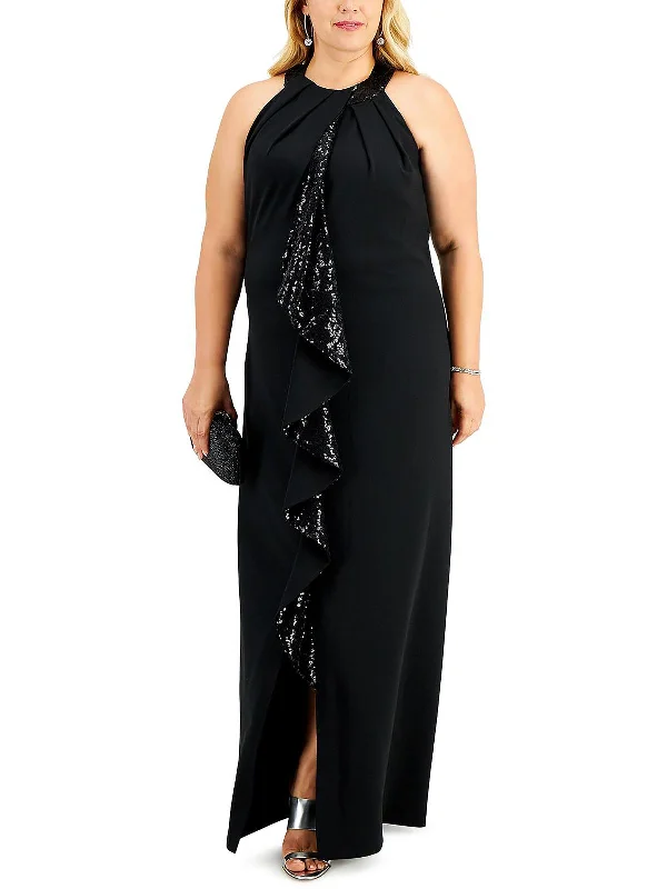 Plus Womens Ruffled Maxi Evening Dress Comfortable Maxi Skirt