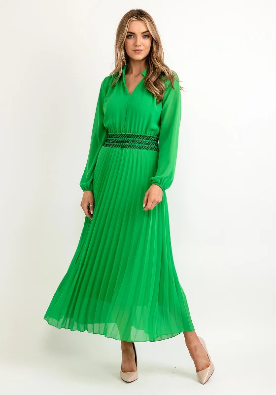 Seventy1 One Size Pleated Embroidered Waist Maxi Dress, Emerald Green Velvet Maxi Skirt