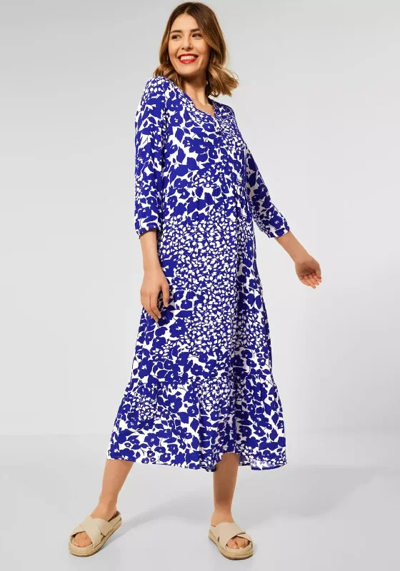 Street One Floral Leaf Print Maxi Dress, Intense Blue Ruffle Maxi Skirt