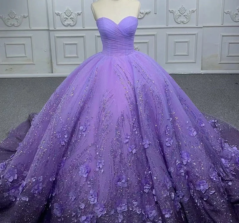 A Line Purple Lace Sweetheart With Corset Back Quinceanera Dresses Simple Lace Dress