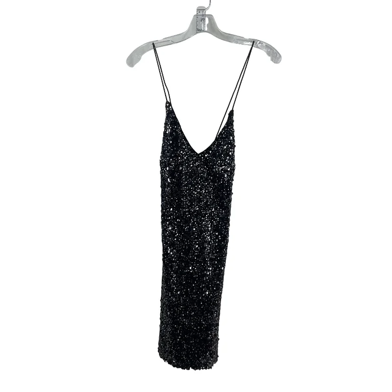 Black Lulu's Midi Women's Glam Sequin Ball Gown Tank Dress XS Polyester Preowned Formal Midi Skirt