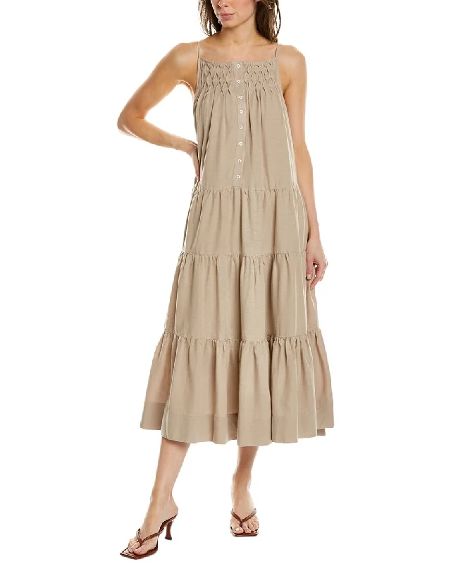 Elie Tahari Tiered Linen-Blend Midi Dress High-Waisted Midi Skirt