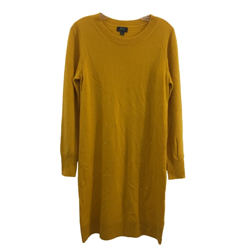 J.Crew Yellow Cashmere Soft Knit Women's LS Midi Sweater Dress M Preowned Midi Skirt Party