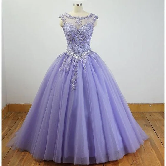 Lavender Ball Gown Quinceanera Dresses Lace Appliqued Dress Lace Dress Chic