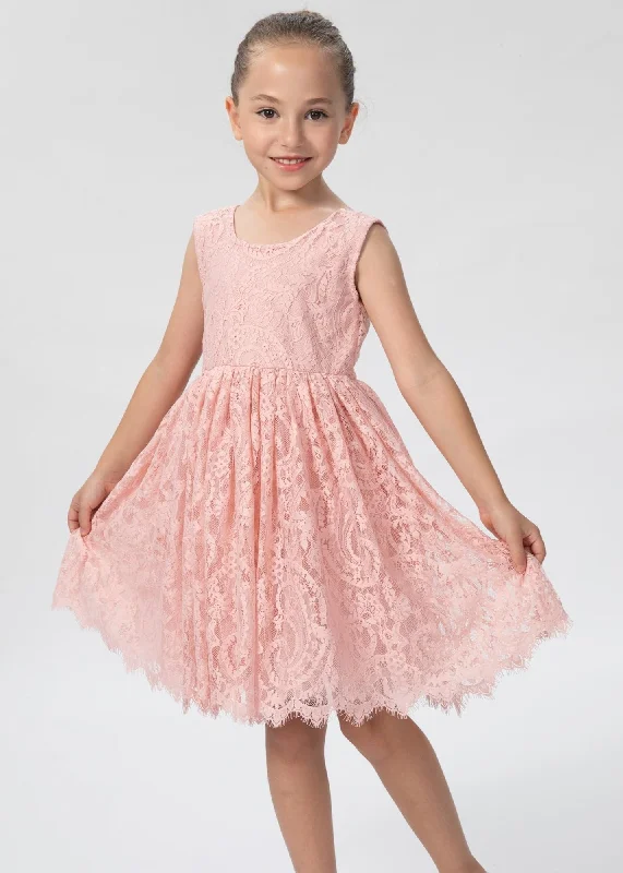 Paisley All Lace Flower Girl Dress in Dusty Pink Chic Lace Dress