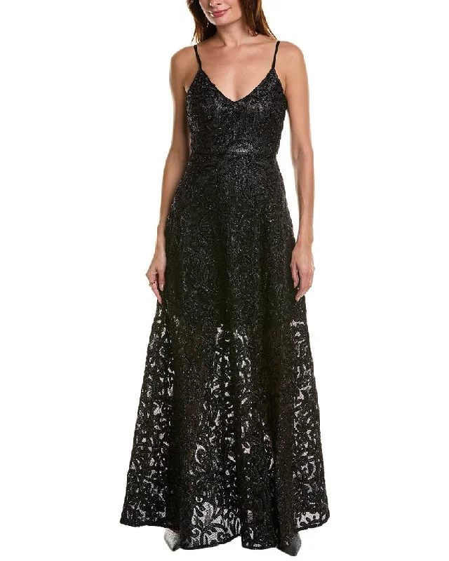 Taylor Lace Mesh Gown Sheer Lace Dress