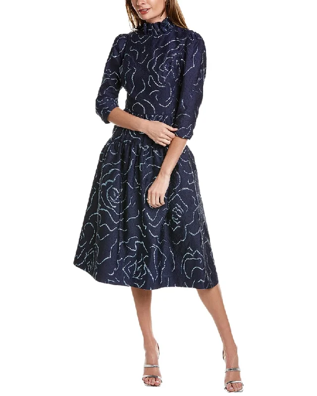 Teri Jon by Rickie Freeman Jacquard Midi Dress Sexy Midi Skirt