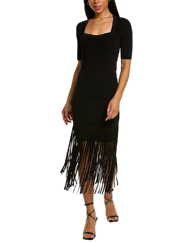 Toccin Fringe Midi Dress Ruffled Midi Skirt