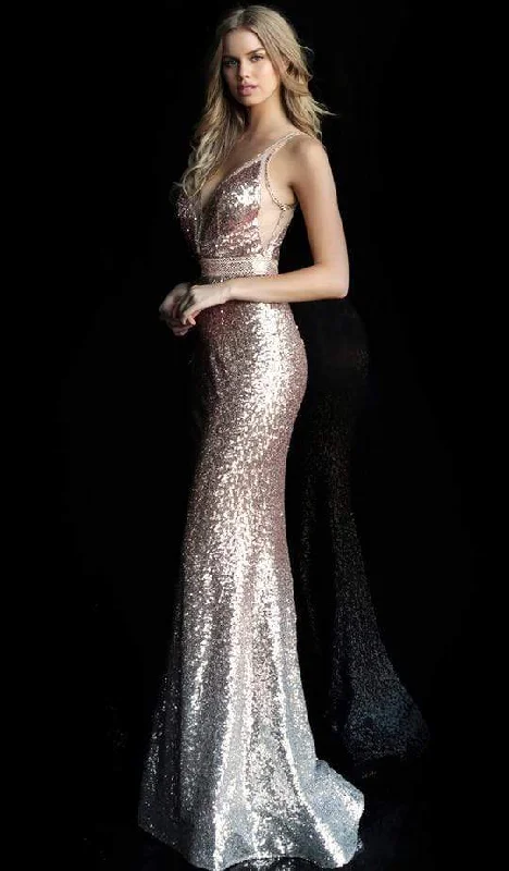 Jovani - Gradient Sequined Illusion Mermaid Gown 63439 - 1 pc Rose/Gold In Size 4 Available Sequin Dress Sexy