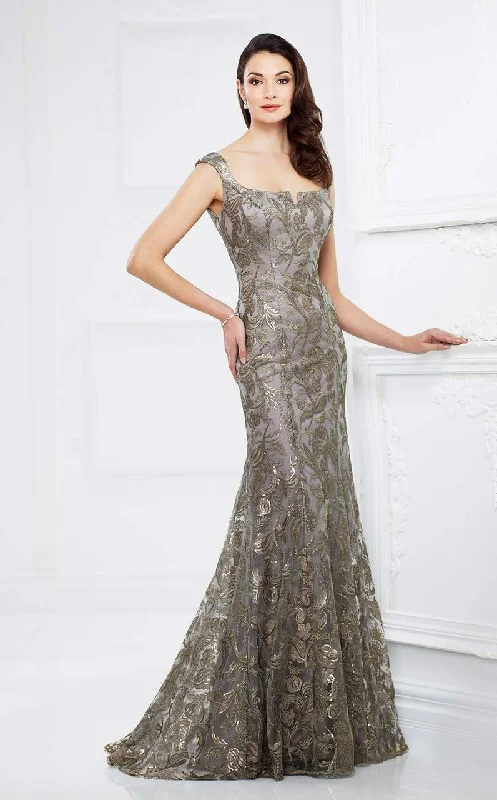 Mon Cheri Square Neck Sequined Evening Gown 217943 Sparkling Sequin Dress