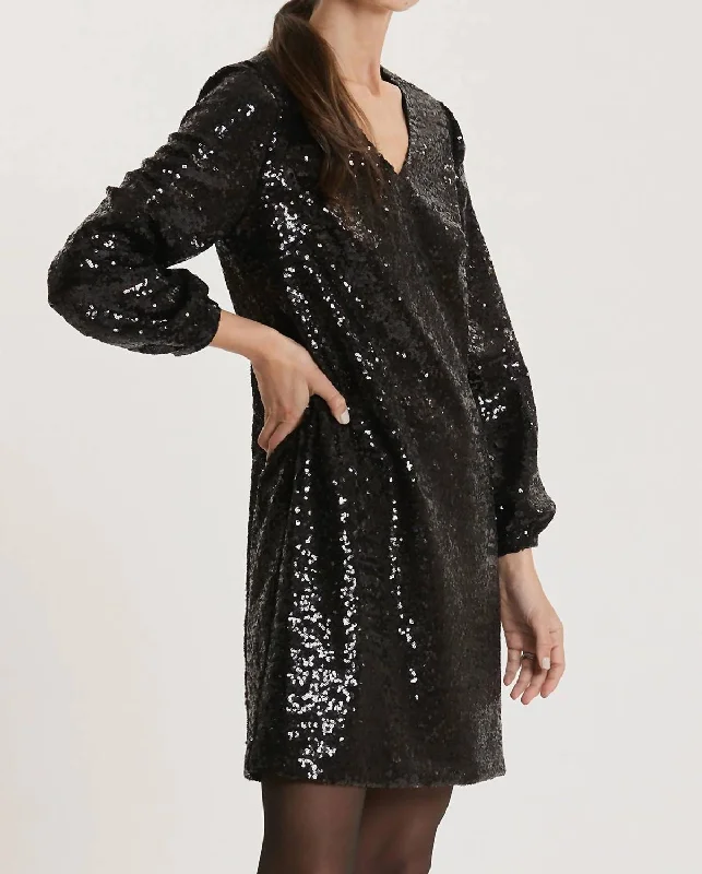 Porter Sequin Dress In Black Pink Sequin Gown